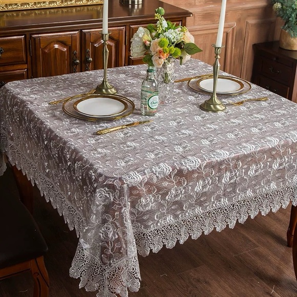 51" x 70"Vintage Lace Tablecloth Embroidered cover for Wedding Banquet Holiday - Picture 1 of 9